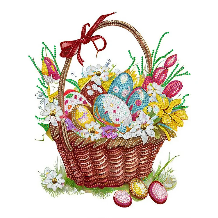 Basket Bouquet With Easter Eggs 30*40CM (Canvas) Special Drill Diamond Painting gbfke