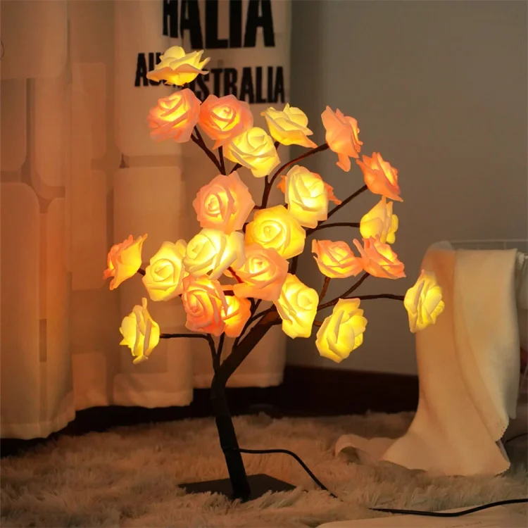 Creative LED Rose Tree Table Lamp