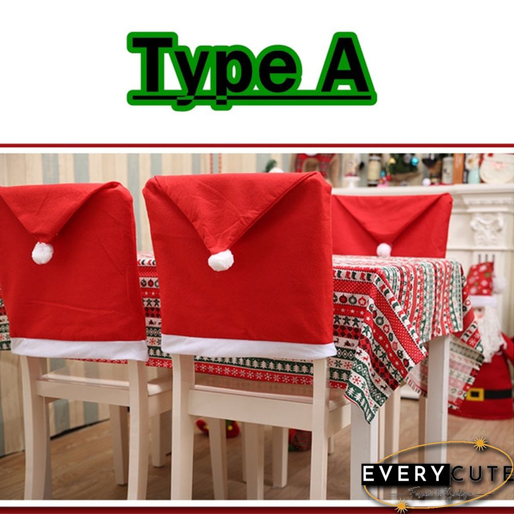 4/6/8/10Pcs Set Christmas Chairs Cover Back Cover Santa Dinner Table Party Decor Gifts Santa Claus Snowman Cap Chair Covers New Year Christmas Dinner Party Decoration of Chair Corners