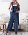 Retro Dungarees Summer Pants Jumpsuits Overalls Playsuit Bib Pants Linen Casual Loose Jumpsuit