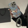 Suitable For iPhone 16/15 Series Mirror Butterfly Bead Chain Mobile Phone Case
