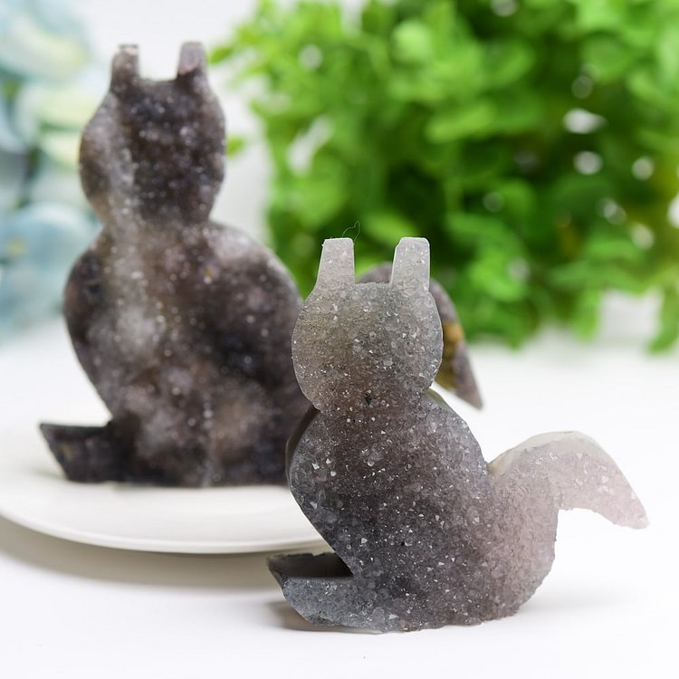 3.2"-4.2" Cluster Cat Crystal Carving