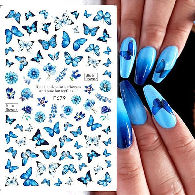 Dandelion Flower 3D Nail Stickers Women Face Abstract Butterfly Image Sexy Girl Christmas Slider Design Polish Nails Art Decals-Nail Inspo