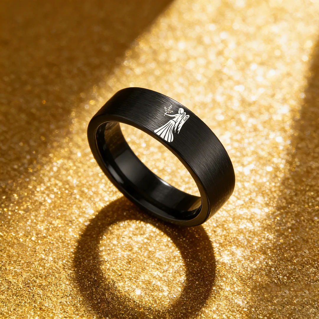 Black Tungsten Carbide Rings Flat Virgo Wedding Bands Flat Top Comfort Fit 4MM 6MM 8MM