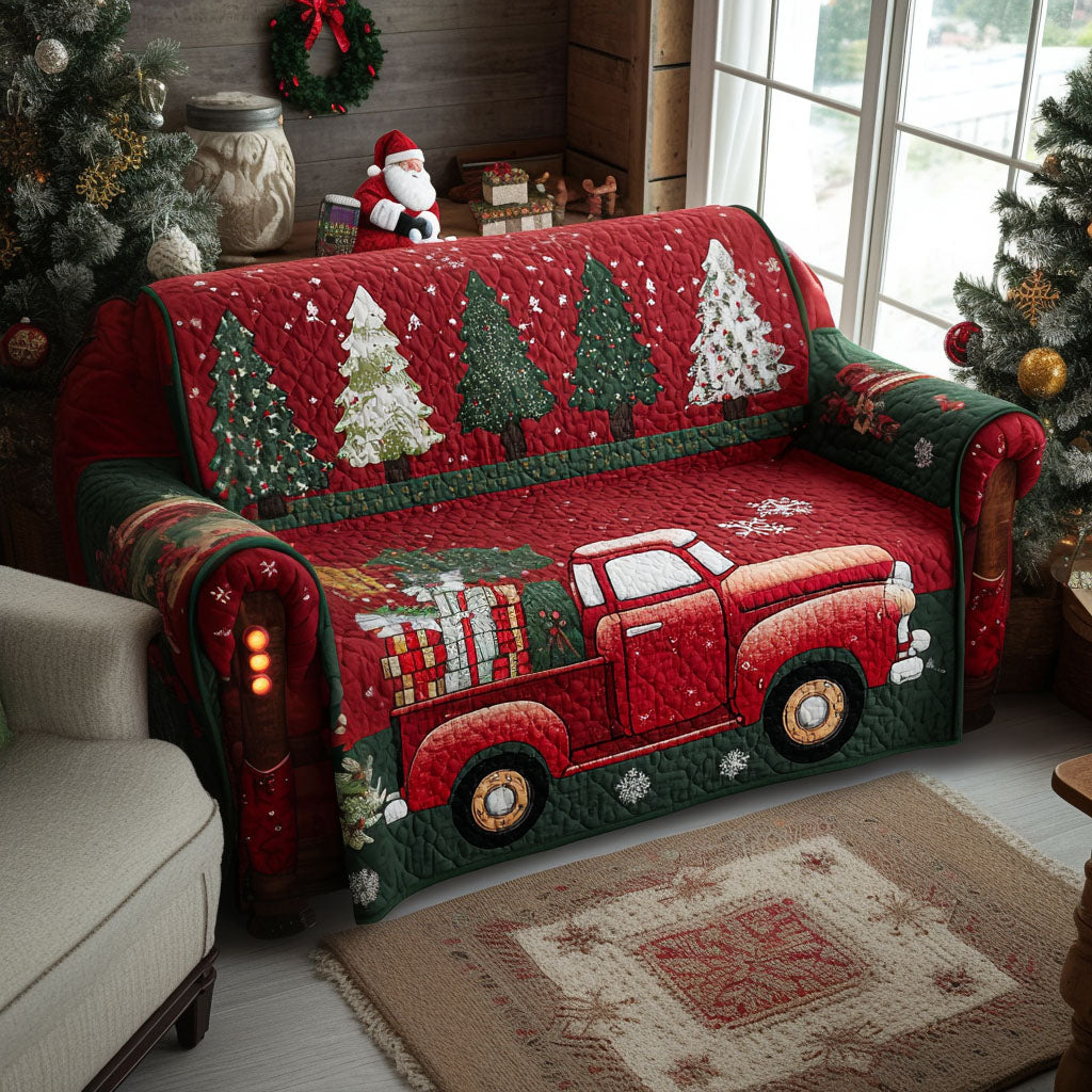 Red Truck Christmas Magic Quilted Sofa Cover NCU0PT9680 everthome
