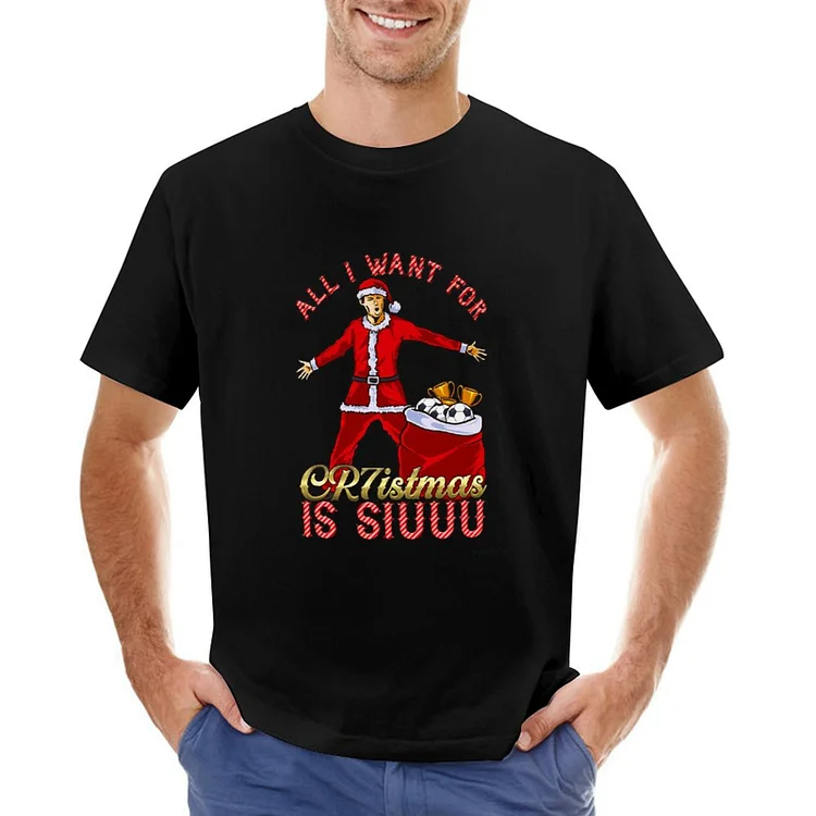 Cristiano Ronaldo Inspired All I Want for istmas is SIUUU Christmas Men's Soccer Culture Tee