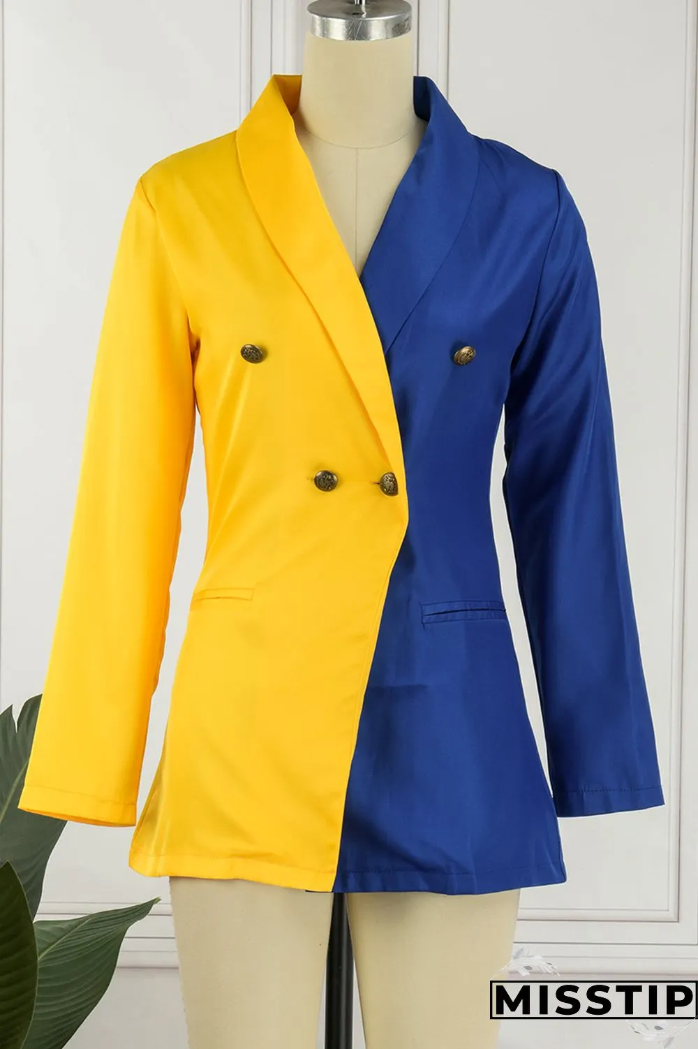 Yellow Casual Solid Patchwork V Neck Long Sleeve Dresses