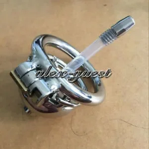 pornhint Pornhint Stainless Steel Male Short Chastity Device Bird Lock Metal Cage Sounds Duct