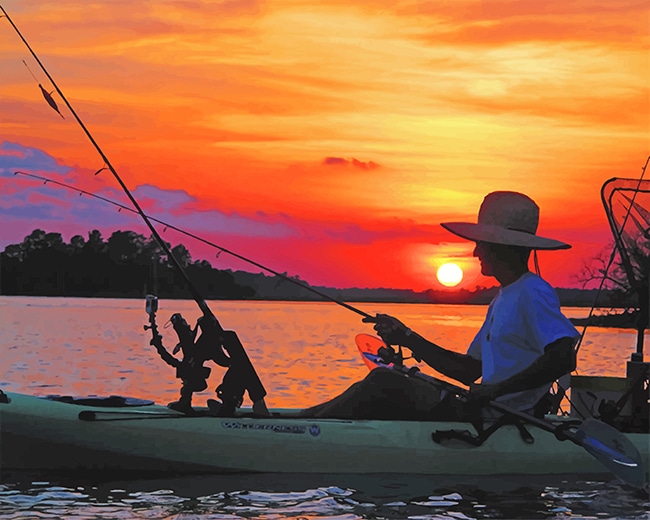 

kayak Fishing at Sunset – Paint By Numbers - 40*50CM, 501 Original