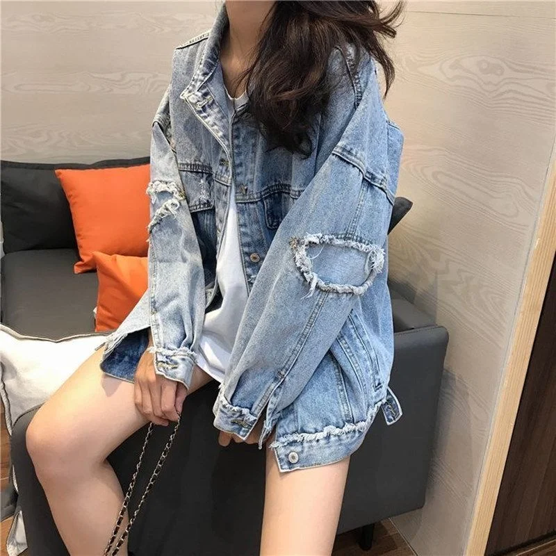 Toloer Toloer Denim Jacket Female Fall 2024 New Loose BF Wind Retro Jacket Student Salt Clothes On The Street-Outfit Ideas