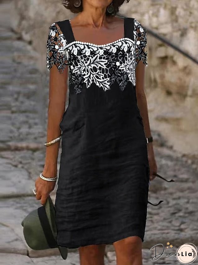 Women's Casual Dress Cotton Linen Dress Shift Dress Midi Dress Cotton Blend Fashion Modern Outdoor Daily Vacation