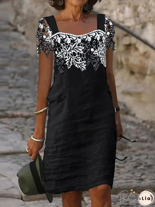 Women's Casual Dress Cotton Linen Dress Shift Dress Midi Dress Cotton Blend Fashion Modern Outdoor Daily Vacation