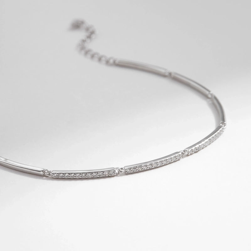 925 Sterling Silver Tube And Chain Half Chain Bracelets Minimalist