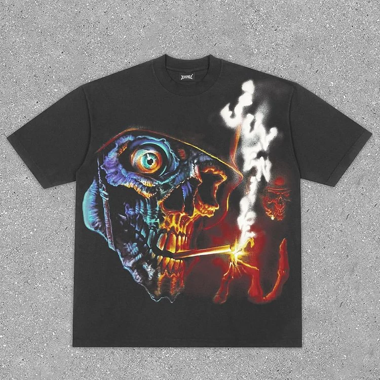 Sopula Unisex Street Style Retro Skull Loose T-Shirt