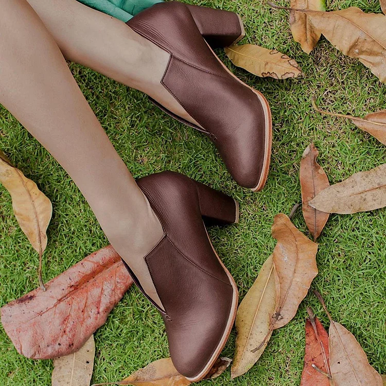 Dark brown chunky clearance heels