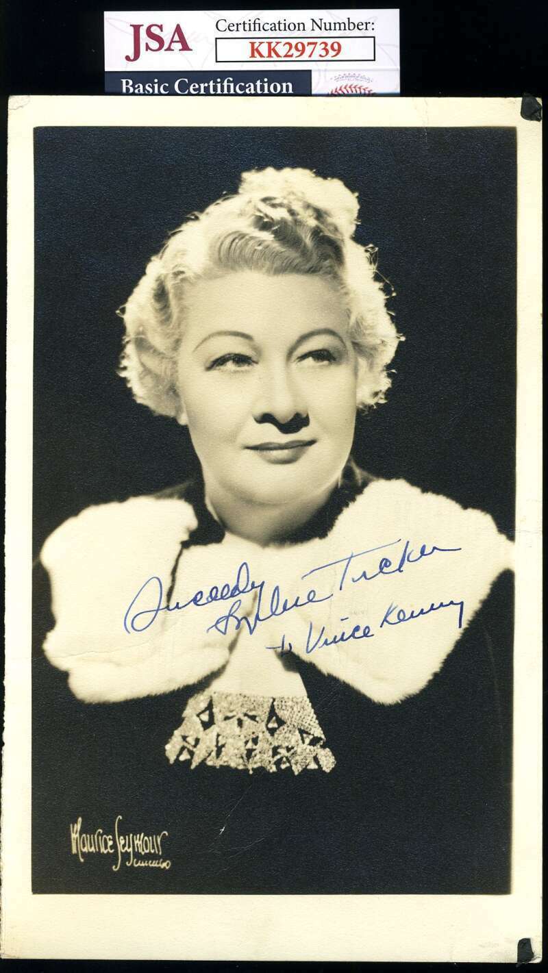 Sophie Tucker JSA Coa Signed 5x8 Vintage Photo Poster painting Autograph