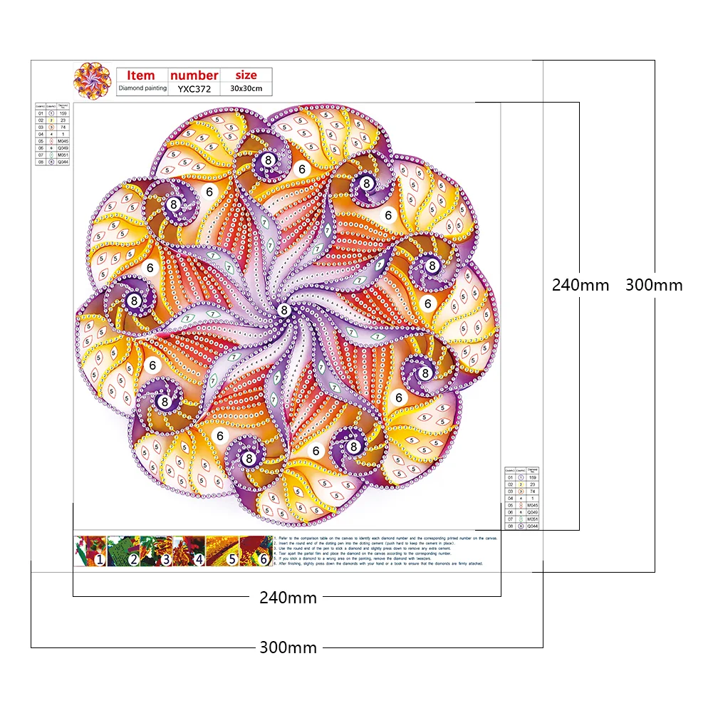 Special Shape Diamond Painting 30*30cm - Quilling Mandala