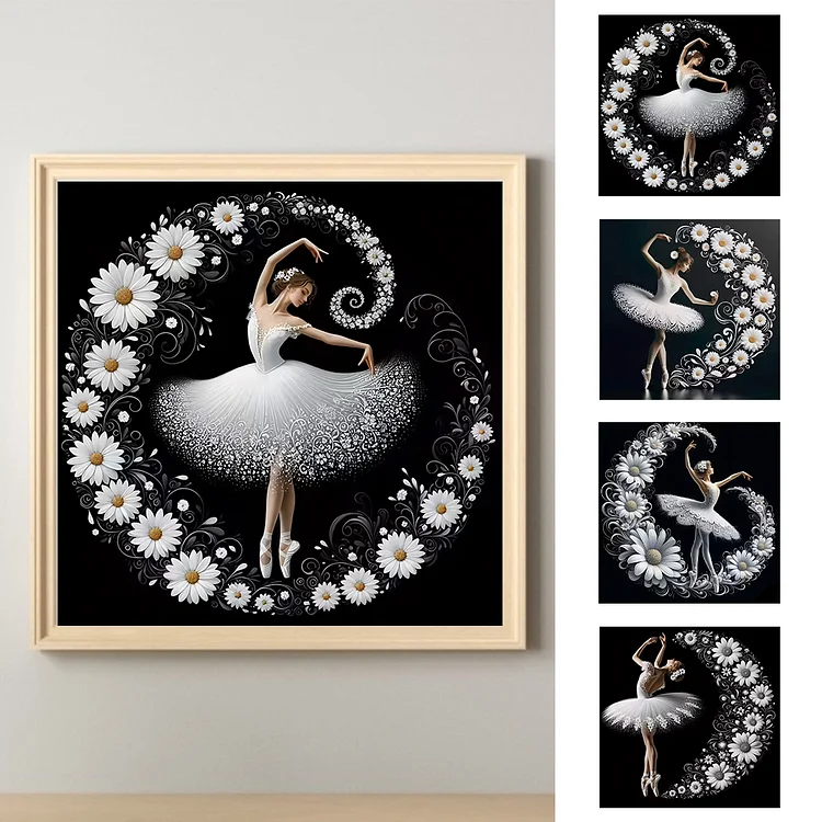 YSCOLOR Diamond Painting 5D Kit - Ballerina 30x40cm, Tela Adesiva Con Diamanti Rotondi, Fai Da Te, Regalo Home Decor