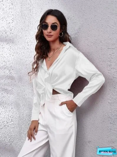 Button Up Collared Neck Long Sleeve Shirt