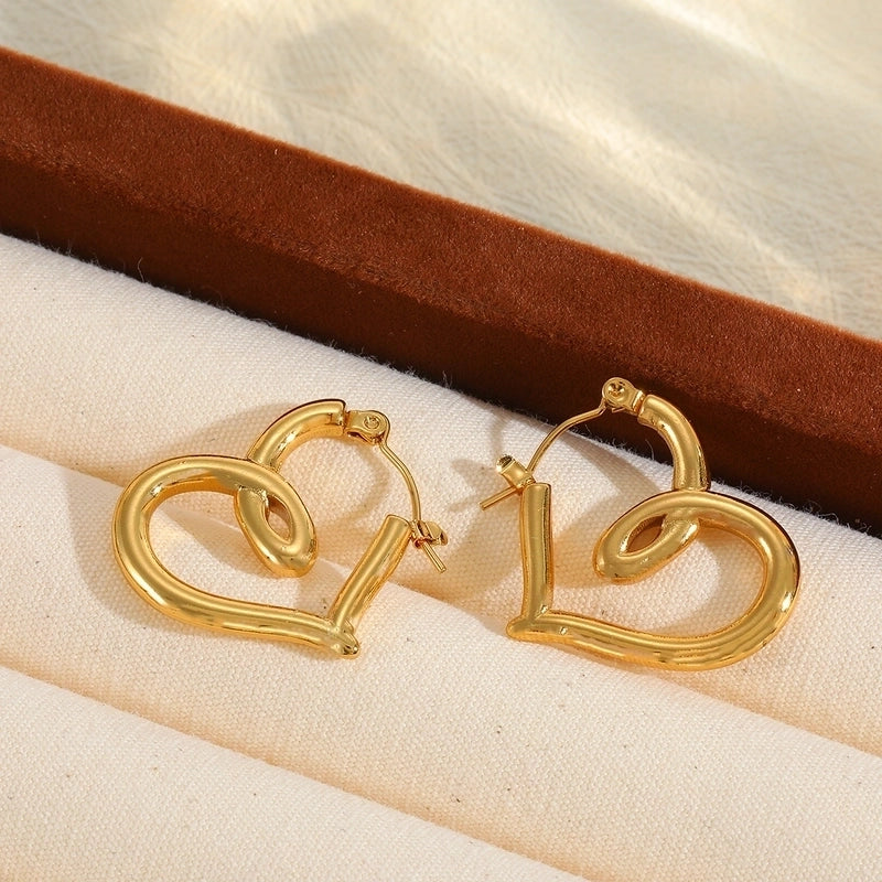 1 Pair Cute Basic Minimalist Irregular Heart Shape Plating 304 Stainless Steel 18K Gold Plated Earrings