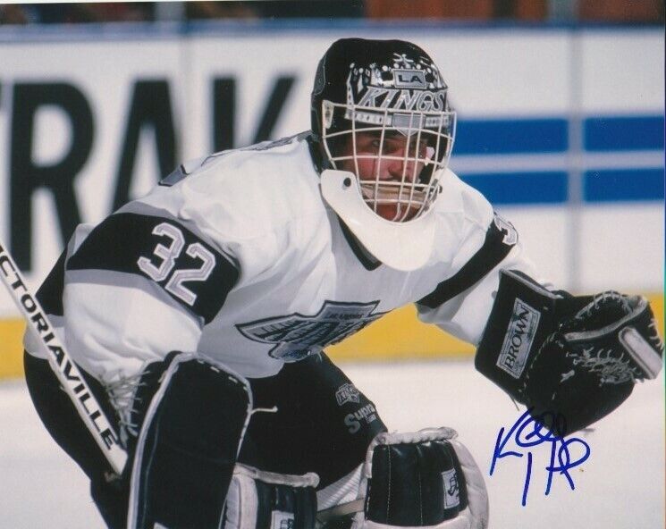 VINTAGE KELLY HRUDEY SIGNED LOS ANGELES LA KINGS GOALIE 8x10 Photo Poster painting #3 Autograph