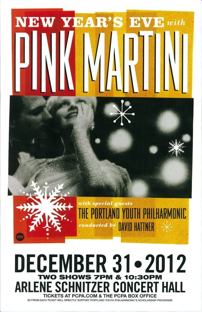 PINK MARTINI 2012 Gig POSTER Portland Oregon Concert New Year's Eve