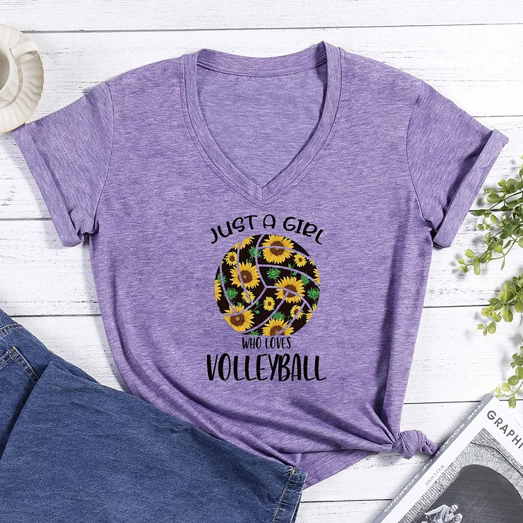 Just a Girl Who Loves Volleyball V-neck T Shirt