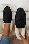 Women's Warm Thick Suede Furry Lined Slip on Flat Shoes