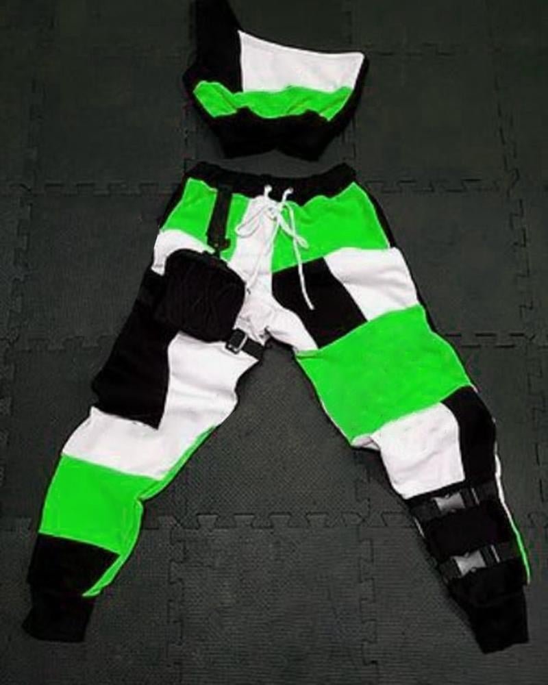 Women's Sporty Patchwork Printed Sets62