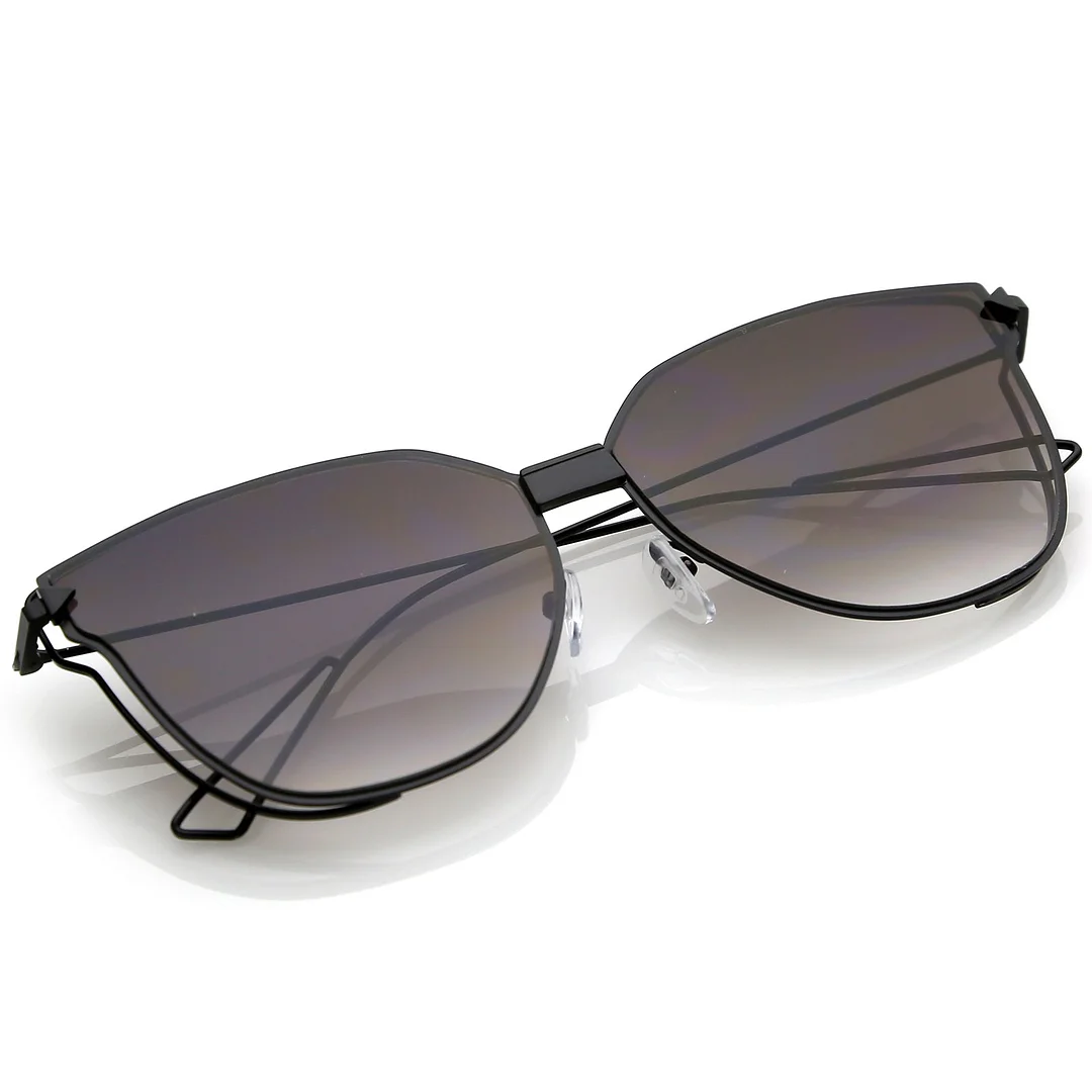 Oversize Cat Eye glasses With Tinted Flat Lens And Wire Arms 59mm