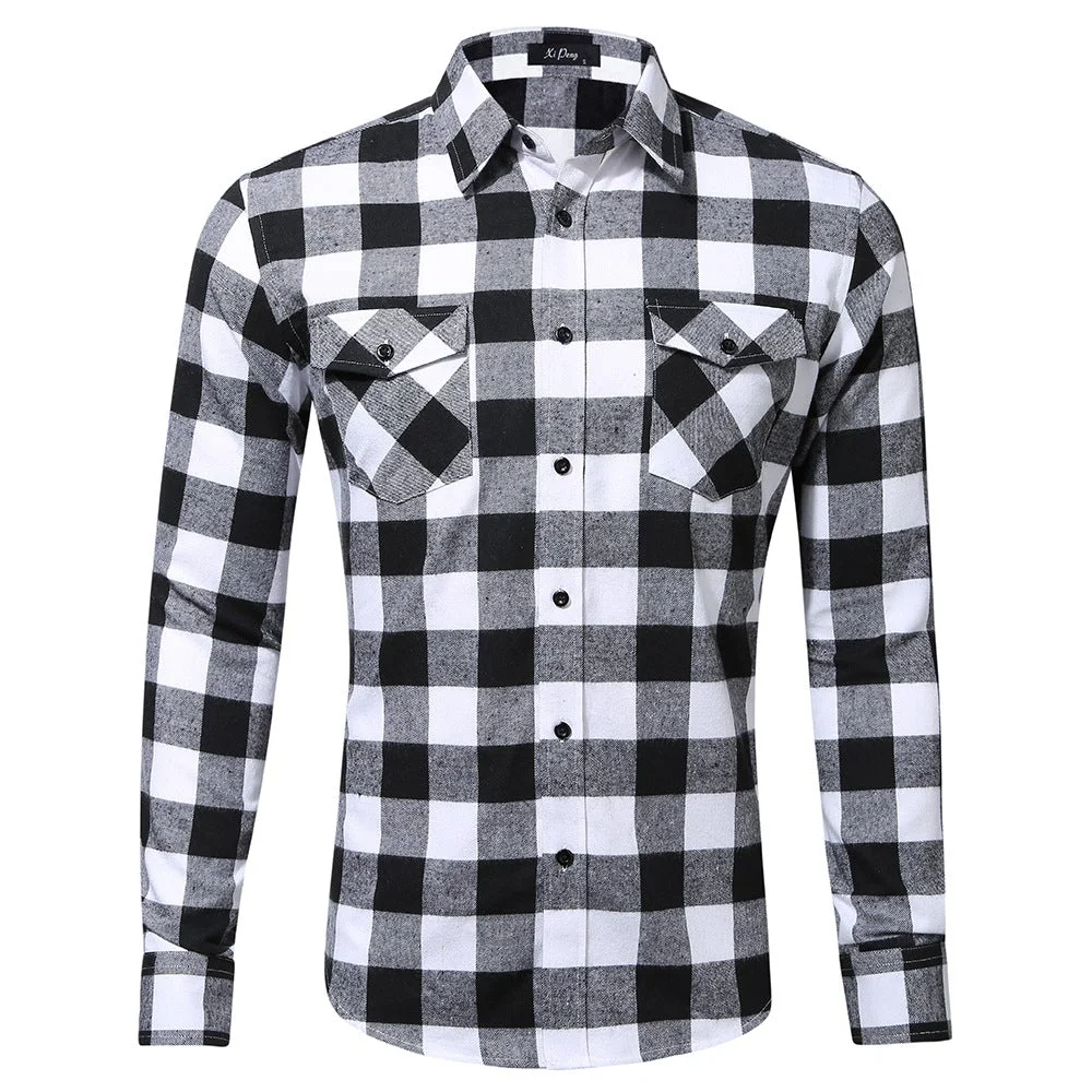Plaid Flannel Shirt Jacket For Men