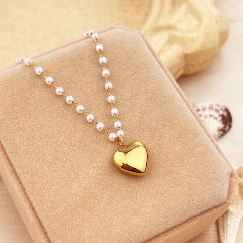 Casual Elegant Heart Shape 304 Stainless Steel 18K Gold Plated Stainless Steel Necklaces