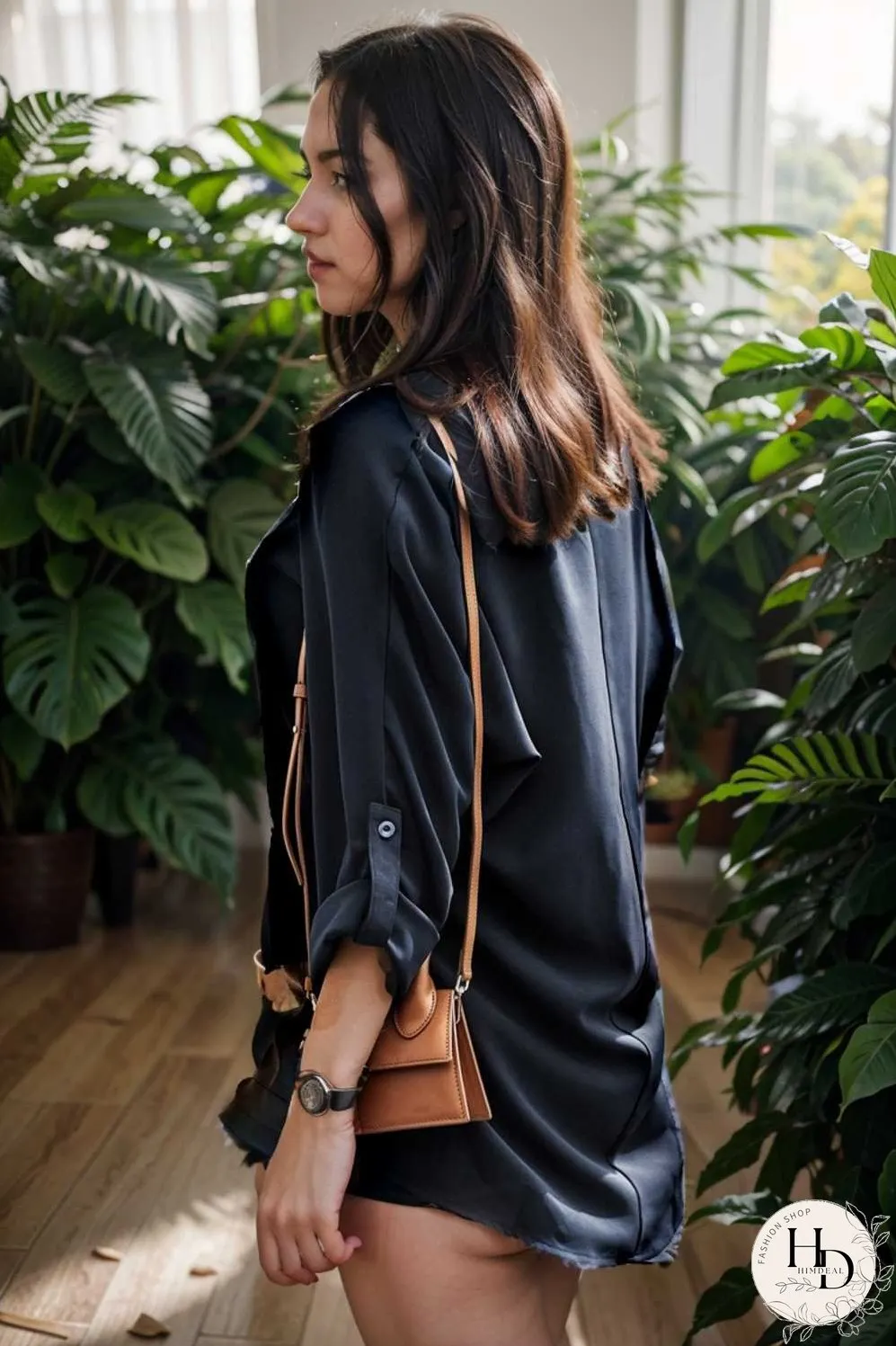 v neck long sleeved chiffon solid blouse drop shoulder closed shirt