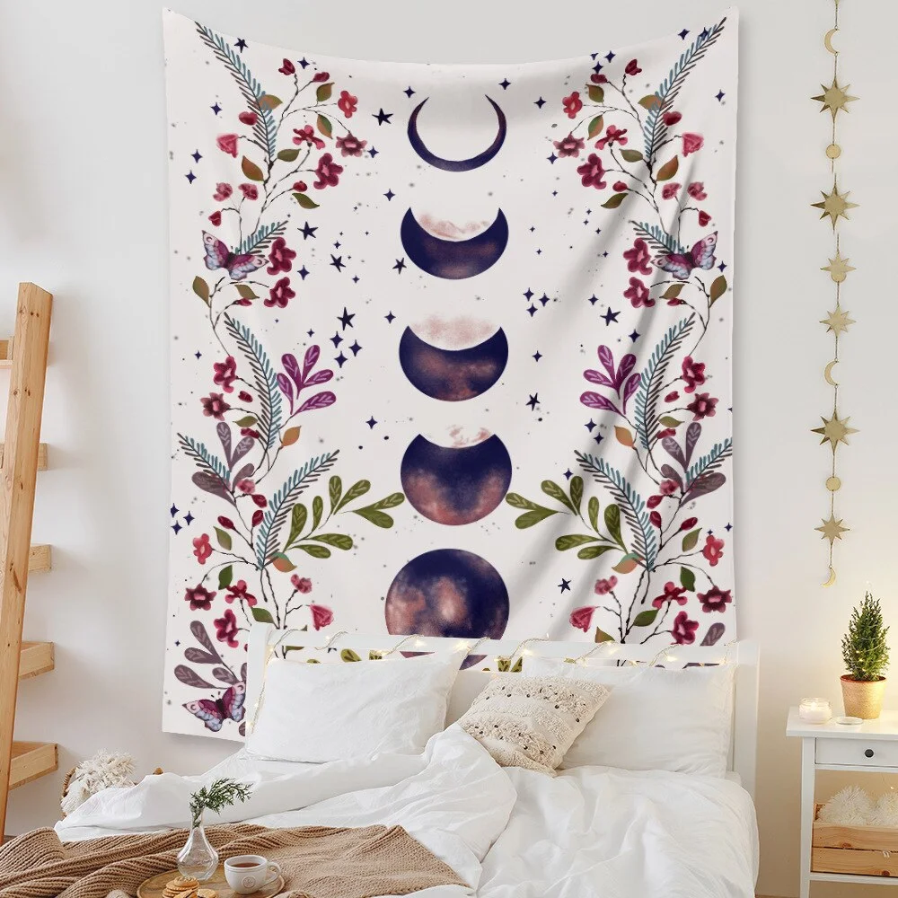 Psychedelic Moon Tapestry Starry Wall Hanging Room Flower Wall Carpets Dorm Decor Starry Sky Carpet Art Home Decoration