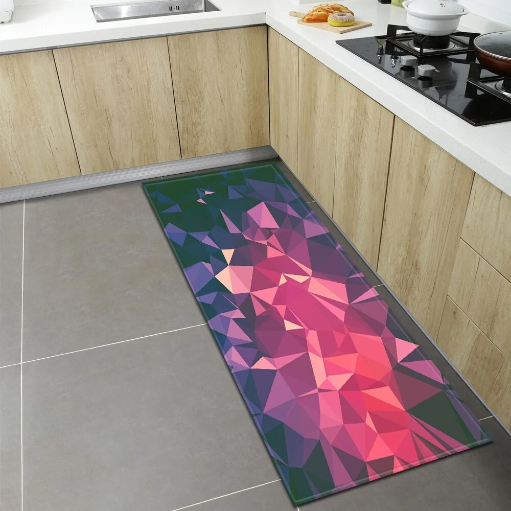 Kitchen Floor Mat Home Entrance Doormat 3D Geometry Living Room Bedroom Decoration Carpet Hallway Balcony Bathroom Anti-Slip Rug