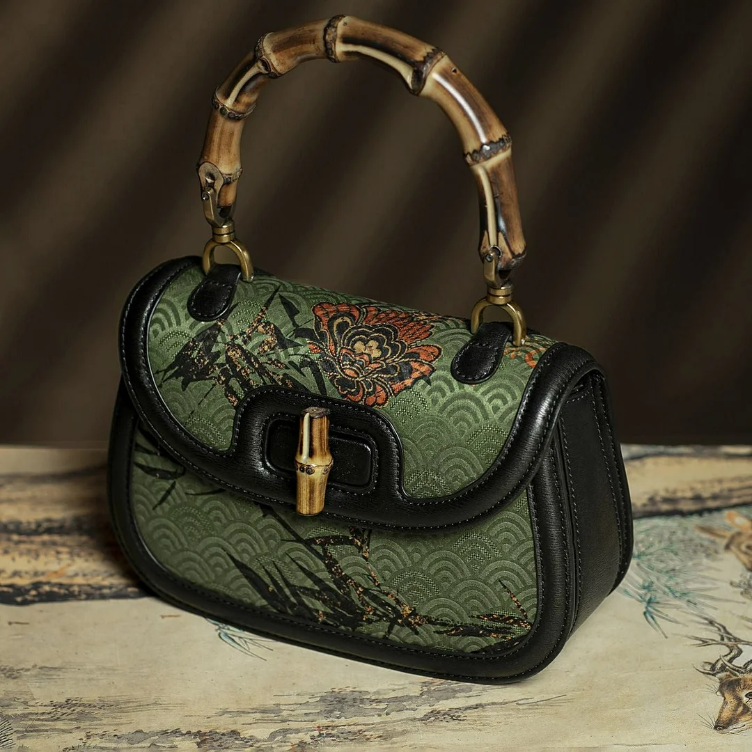 Bamboo Handle Mulberry Silk Handbag