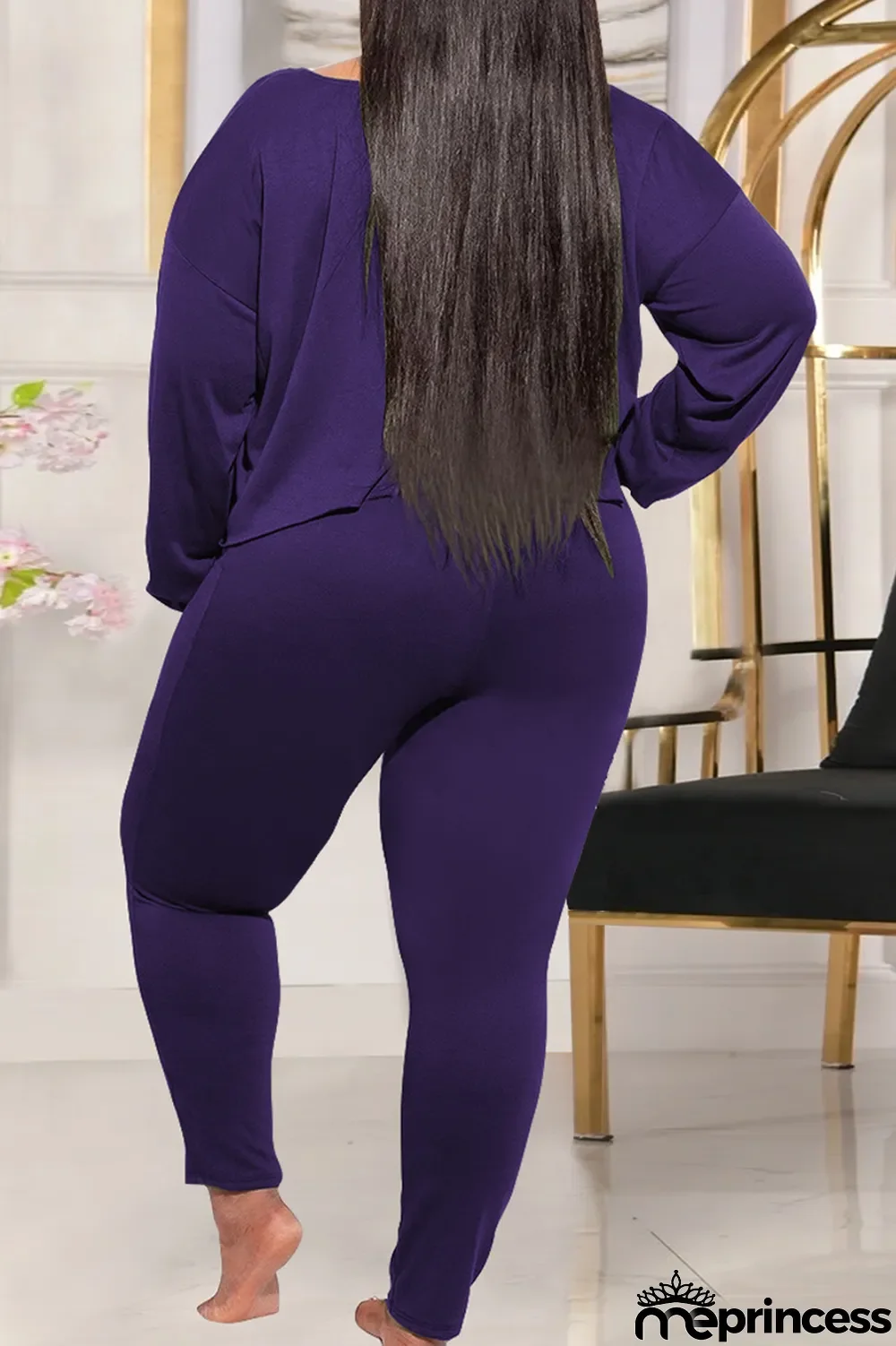 Grey Casual Solid Split Joint O Neck Plus Size Two Pieces