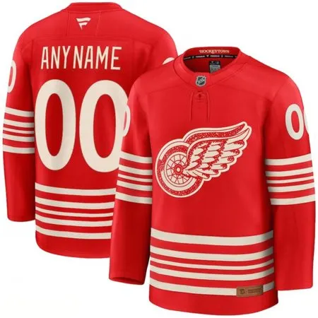 Youth Detroit Red Wings Custom Red 2025 Centennial Premium Stitched Hockey Jersey