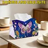 Purple Butterfly DIY PULeather Diamond Painting Tissue Box for Adults Beginners Gem Art Painting Napkin Holder for Living Room Bedroom Bathroom Table Decor