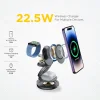 3-in-1 Foldable Magnetic Wireless Charging Stand with 15W Fast Charging Compatible with iPhone, Apple Watch, and AirPods