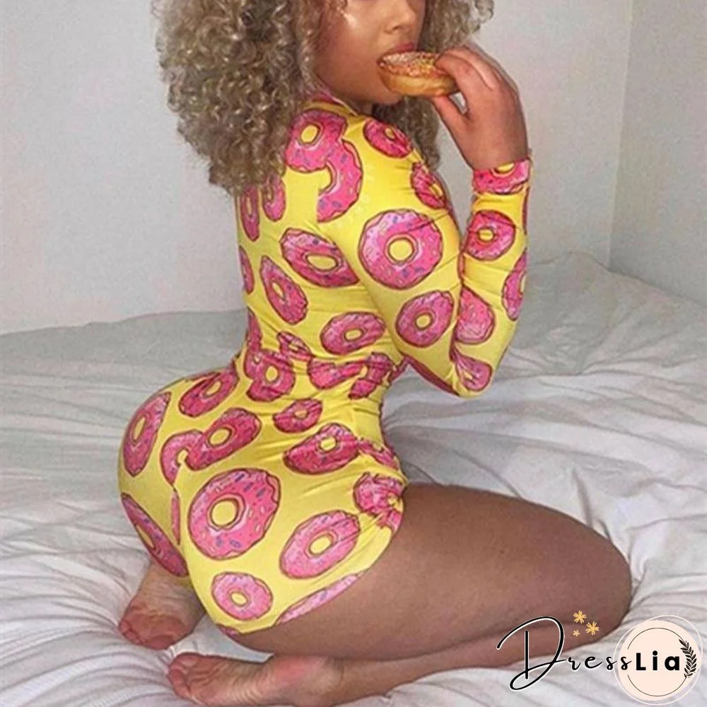 Sexy Bodysuit Women's Floral Long Sleeve Bodycon Bandage Jumpsuit Bodysuit Romper Casual Leotard Tops Sleepwear