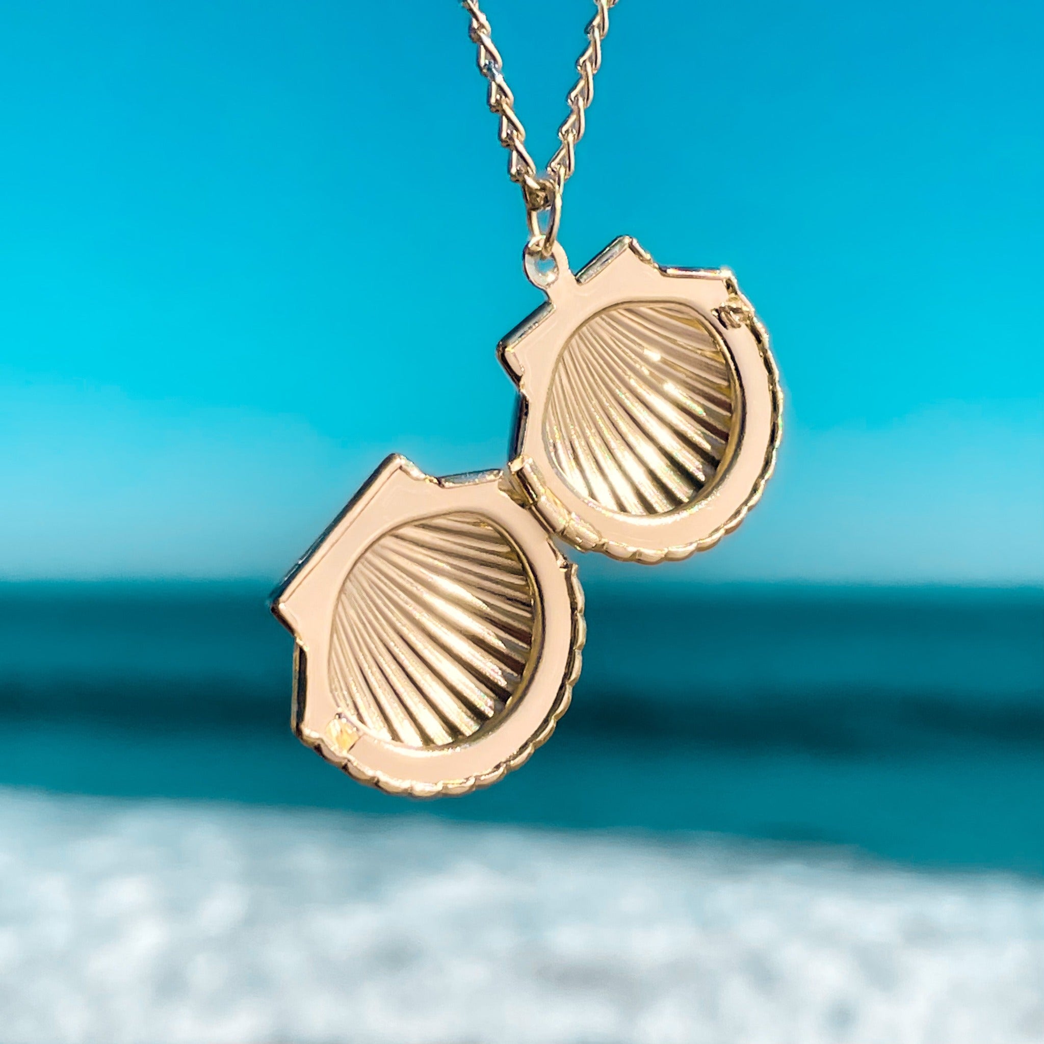 Fan Shell Locket Necklace