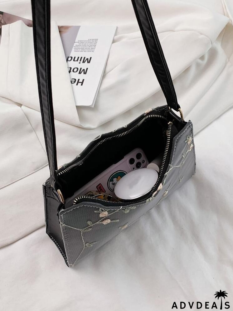 Floral Embroidered Shoulder Bag