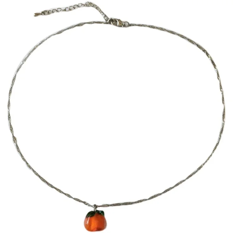 Cute Little Persimmon Pendant Necklace