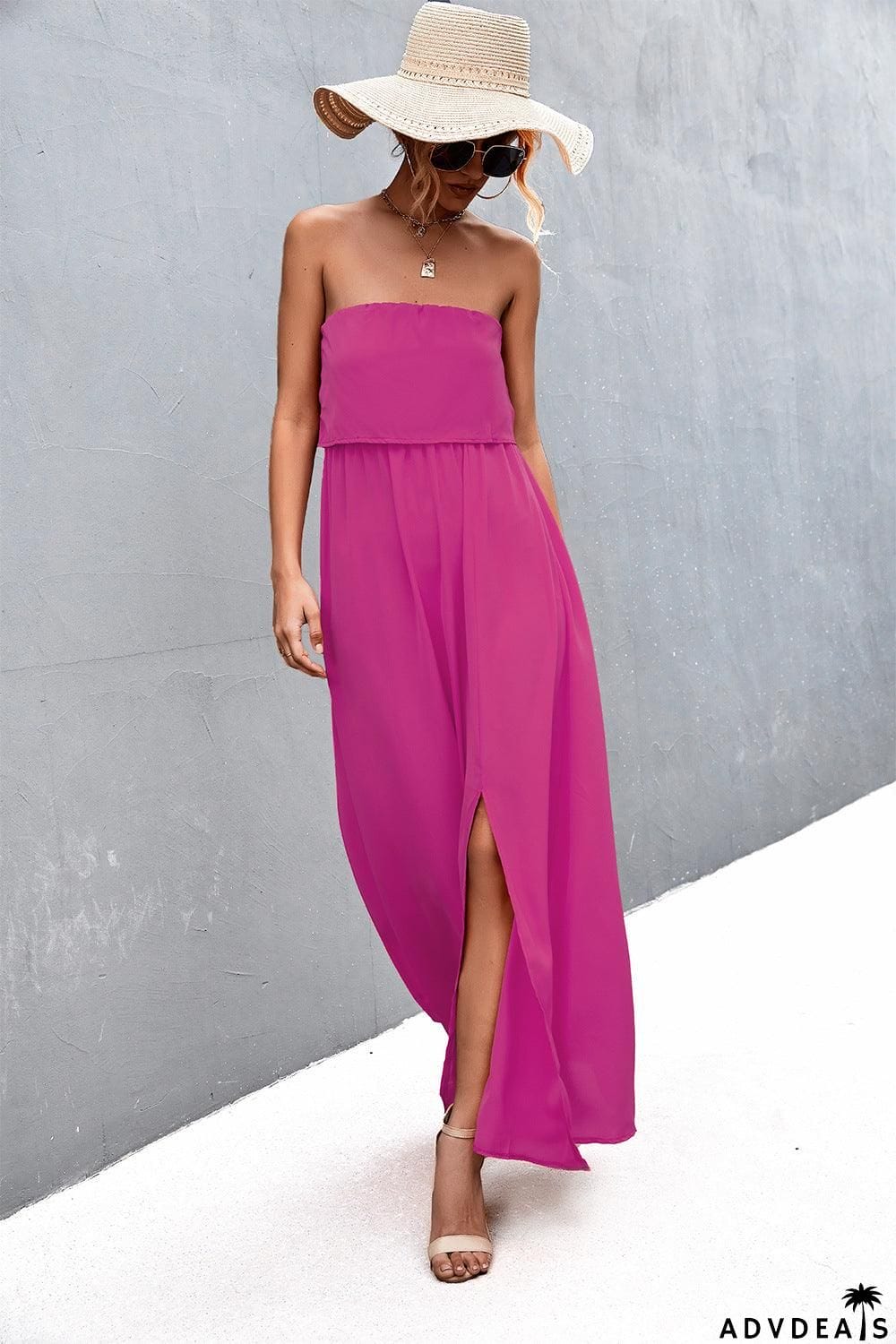 Strapless Split Maxi Dress