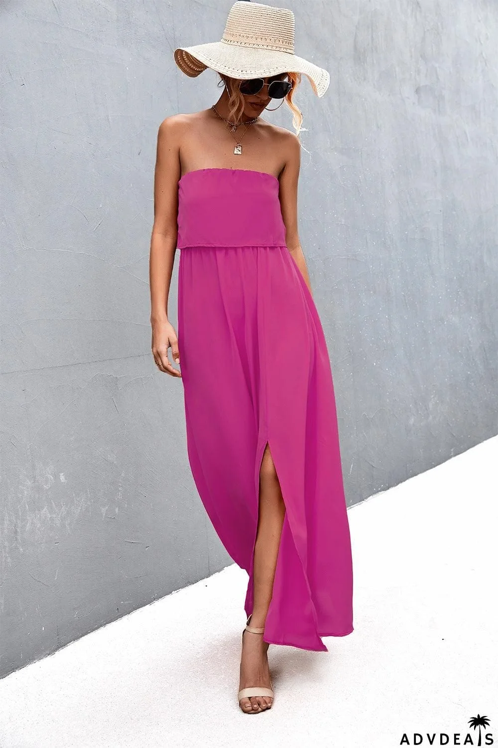 Strapless Split Maxi Dress