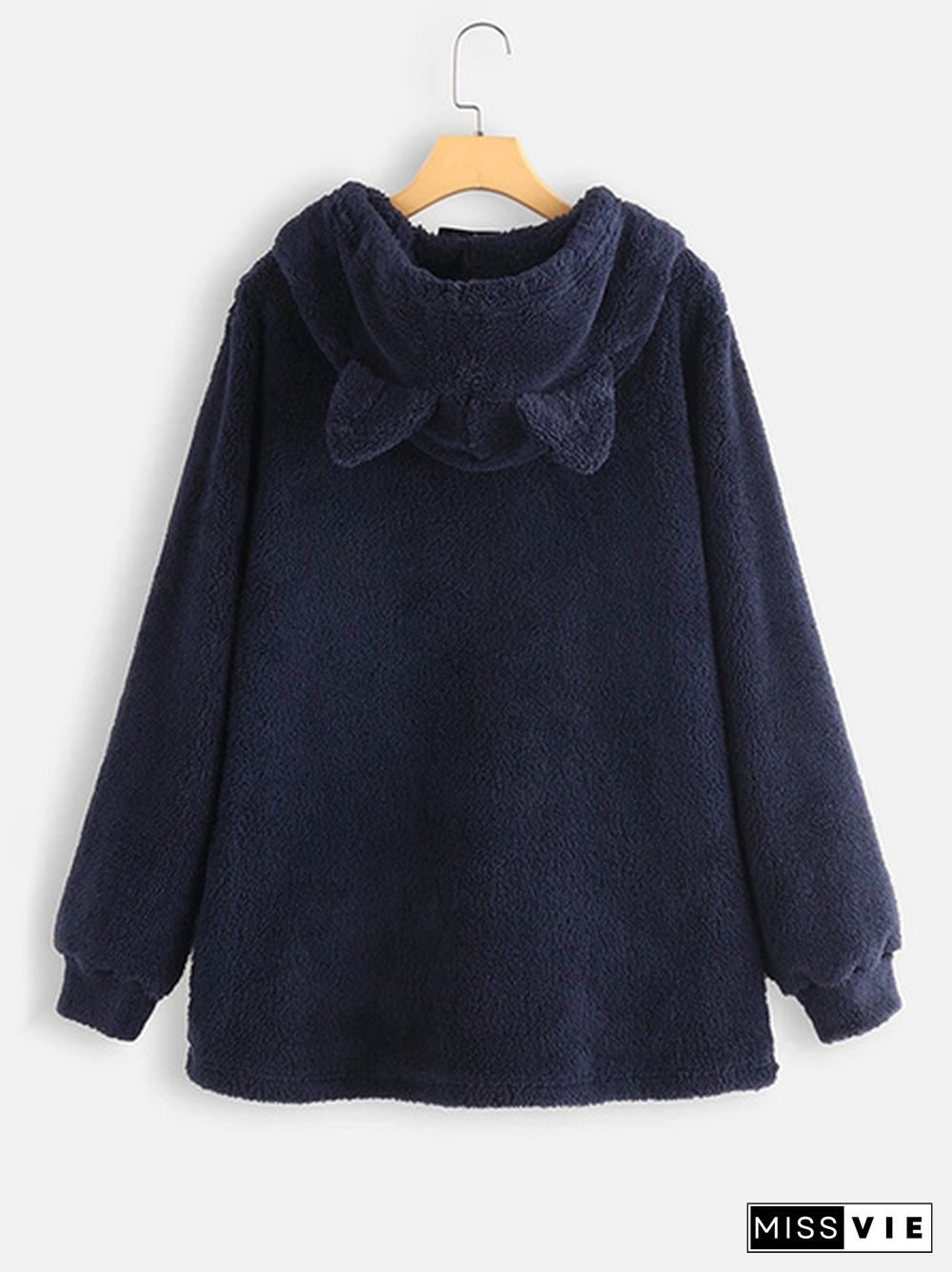 Plus Size Double-Sided Plush Long-Sleeve Hoodie