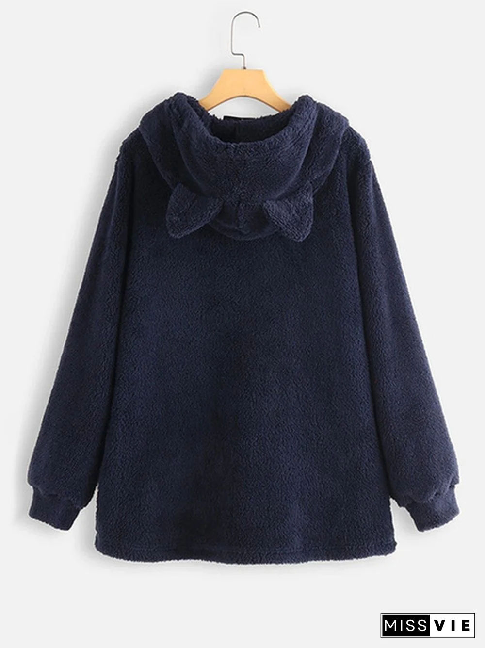 Plus Size Double-Sided Plush Long-Sleeve Hoodie