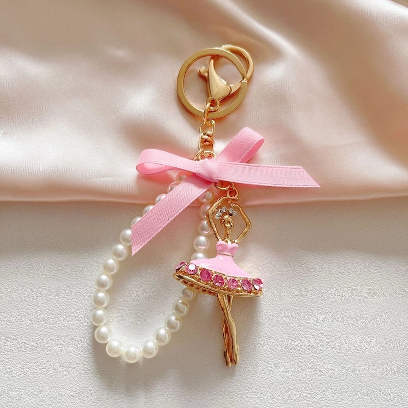 Korean Style Human Imitation Pearl Metal Unisex Keychain