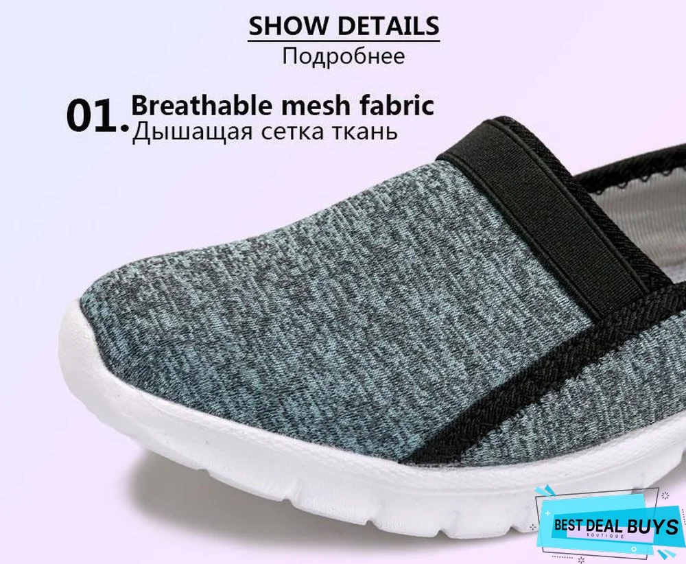 Women Slip On Loafers Plus Size Breathable Mesh Ballet Sneakers Flat Shoes